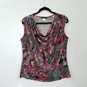 Jennie & Marlis Sleeveless Red Multi Paisley XL